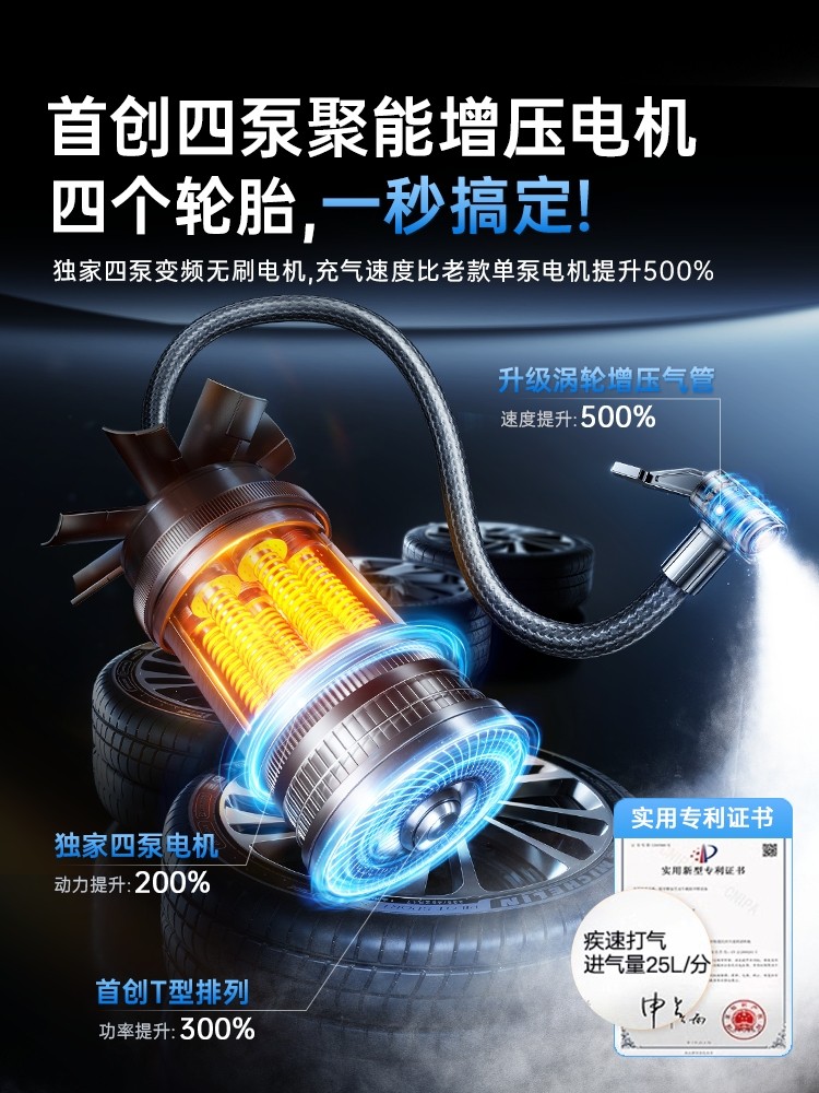 Lisen Car Emergency Jump Starter and Air Pump All-In-One Device, Car Battery Emergency Multi-Function Power Bank