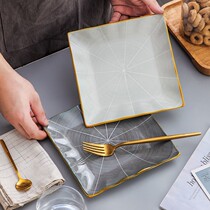 Plate Advanced Sensation Light Lavish Home Flat Disc Steak Pan Thickened Anti-Burn Square Pan Sushi Pan High Face Value Dish Plate Dish