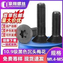 10 9 grade carbon steel countersunk head plum screw black plum head machine silk flat head plum machine screws M2 M2 5 M3