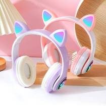 (Quality Selection) Product B39CSTN-28 Cute Cat Ear Luminous Headphones Wireless Bluetooth Headphones