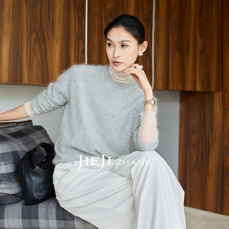 Zhang Qi Jieji Zhang【Late Winter】Autumn and Winter Sheep Wool Knitwear Brushed Layered Top Long Sleeve Sweater