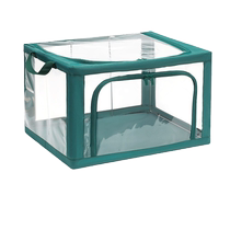 Transparent clothes storage box household folding clothing fabric bagna box dormitory wardrobe organizer bag storage box artifact
