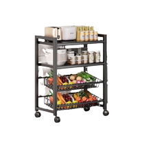 Kitchen rack floor-standing multi-layer vegetable basket storage rack multi-function microwave oven shelf storage rack