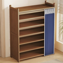 Shoe cabinet home door simple storage artifact space-saving layered partition solid wood 2022 new entry door shoe rack