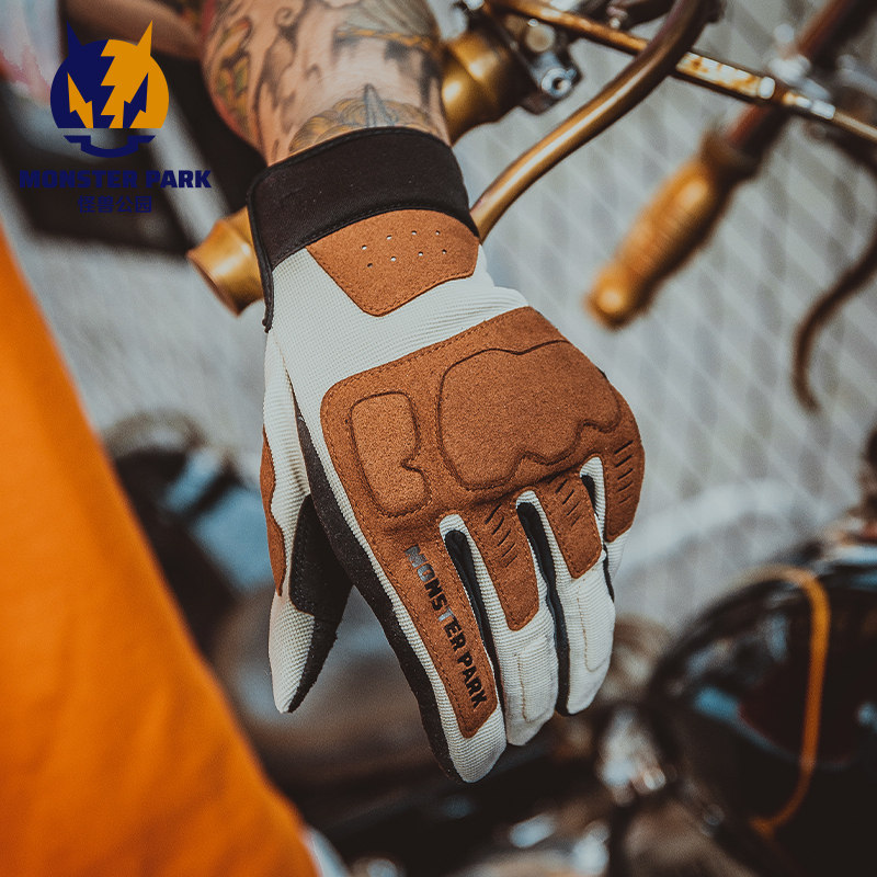Monster Park Motorcycle Gloves Touch Screen Breathable men and women Rider Locomotive anti-fall riding gloves Four Seasons-Taobao