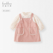 Girl Suit Children Dress Dress Spring Dress 2024 New Spring Autumn Season Ocean Gas Baby Princess Braces Skirt