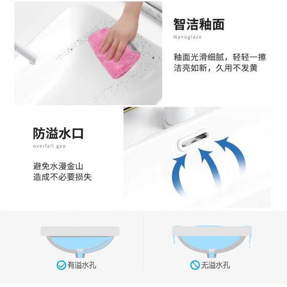 台中盆半嵌入式陶瓷台盆家用洗手盆阳台卫生间长方形椭圆形洗脸盆