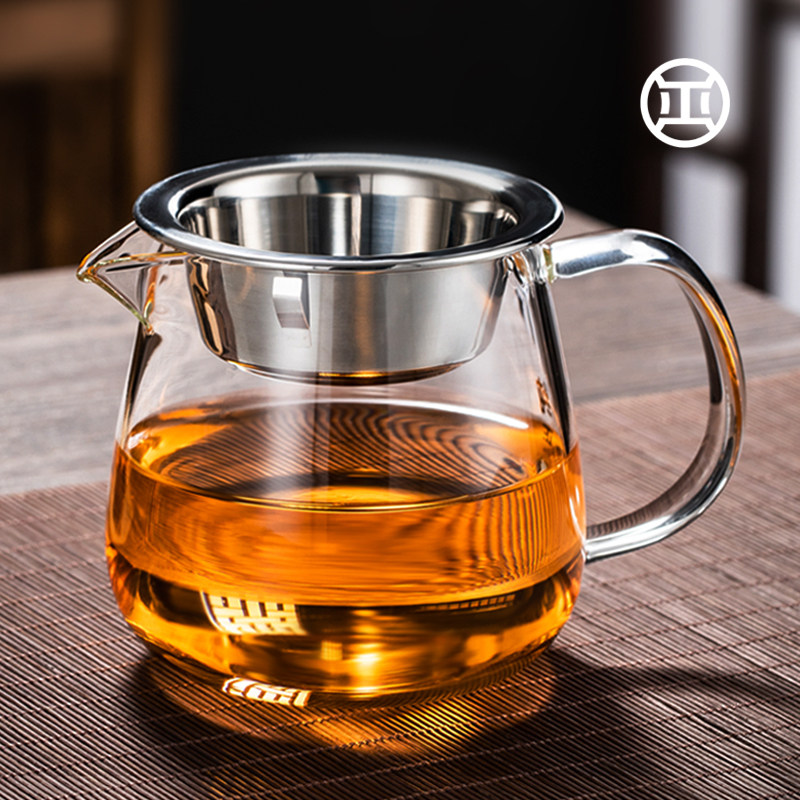 Pure fair cup glass thickened heat resistant power tea with high-end sub-tea machine with tea leakage integrated male cup 400ml-Taobao