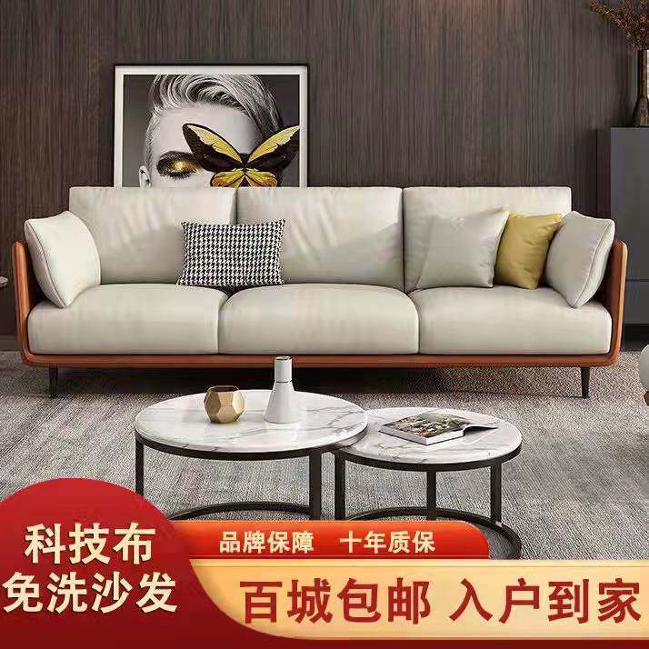 Xinjiang Buyi sofa small family style living room free of washing tech cloth minimalist modern light luxury minimalist sofa