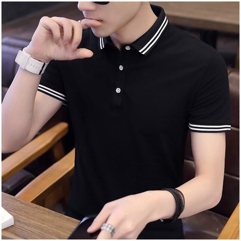 Tide brand cotton short-sleeved T-shirt men's summer thin section trend casual men's t-shirt lapel Paul POLO shirt top