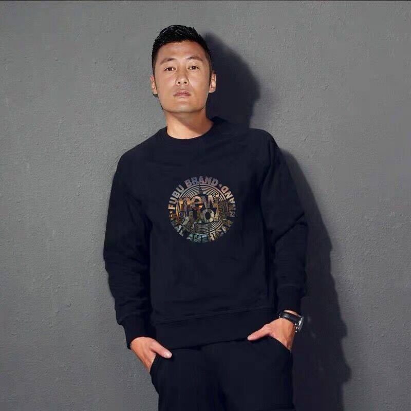 Brand sweater men's 2022 spring new loose trend plus velvet men's bottoming shirt round neck pullover long-sleeved t-shirt