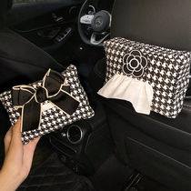 Houndstooth car tissue box creative storage car light luxury car hanging tissue box car interior supplies for women