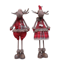 Christmas decorations telescopic elk doll plaid doll doll telescopic deer Christmas gift window decoration