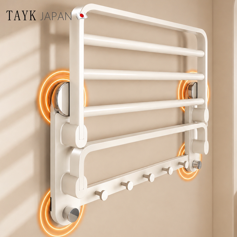 Japanese Tayk Bathroom Towel Rack, No-Drill Suction Cup Type Rack, Hanging Rod, Bathroom Storage Rack, Bath Towel Rack, Hook