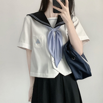 (Peach middle) foot room JK original uniform Summer short sleeve shirt sailor clothing