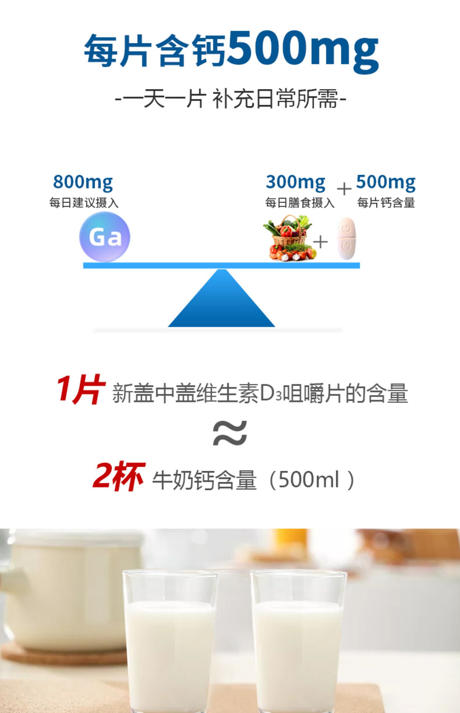 【盖中盖官旗】碳酸钙维生素D咀嚼片1瓶