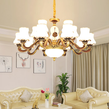 Chandelier Living Room Lamp European Style Luxurious and Elegant Retro Villa Duplex Chandelier Dining Room Bedroom Lighting Fixtures Whole House Package