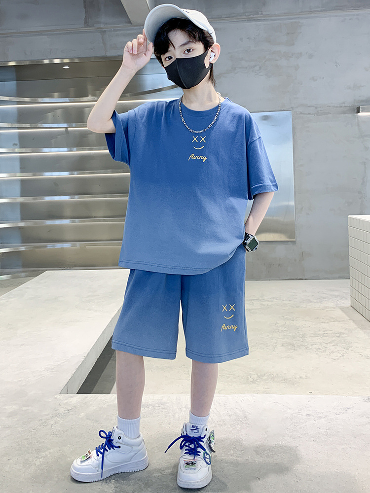 <!--男童夏装套装2024新款中大童帅气时髦男孩短袖t恤儿童夏季运动潮T-->