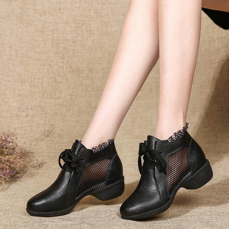 Soft-soled shoes dance leather dance square female dance shoes sailor dance new women's shoes in the heel breathable mesh spring and summer four