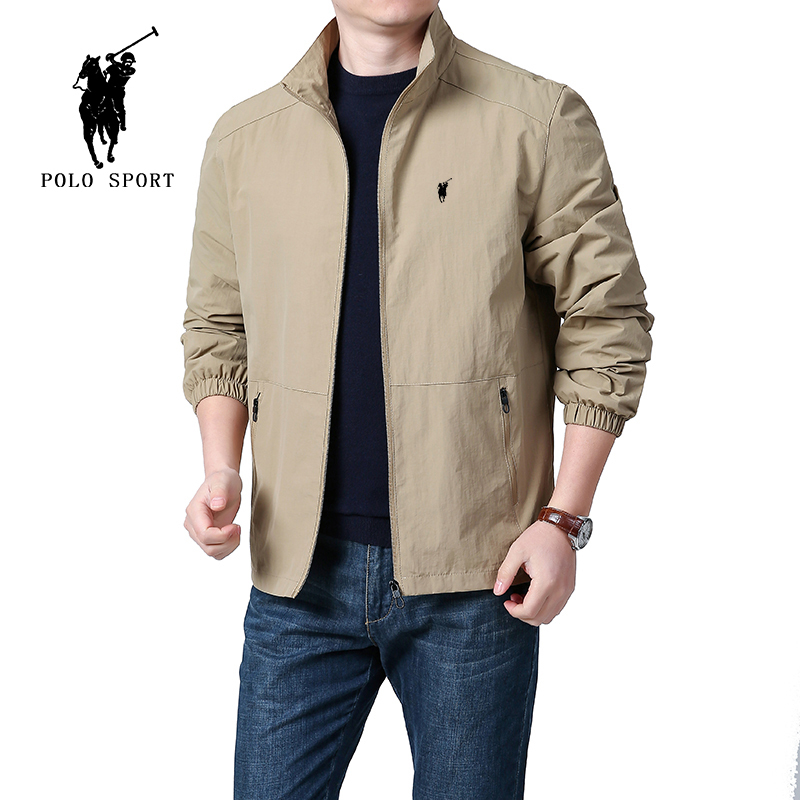 Polo Sport Spring and Autumn Men's Jacket for Outdoor Sports, Loose Casual Middle-Aged Dad Jacket for Men