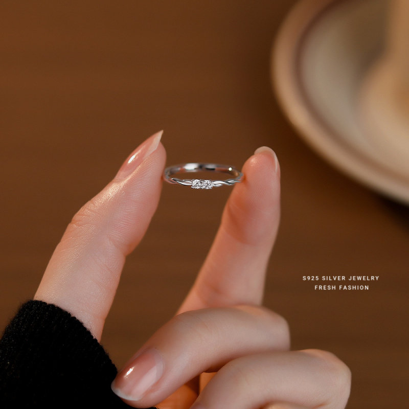 S925 sterling silver plain ring for women, cold style niche design