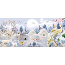 High-end fortune elk peacock cross stitch 2024 new line embroidery living room diy own embroidery simple modern