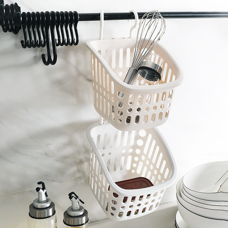 Household bathroom cosmetics wash storage basket plastic hook hanging basket kitchen storage basket rectangular storage basket
