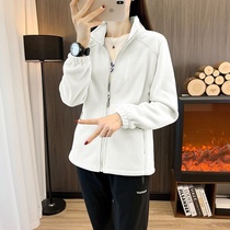Polar fleece fleece womens autumn and winter windproof plus velvet thickened warm jacket lining cardigan jacket