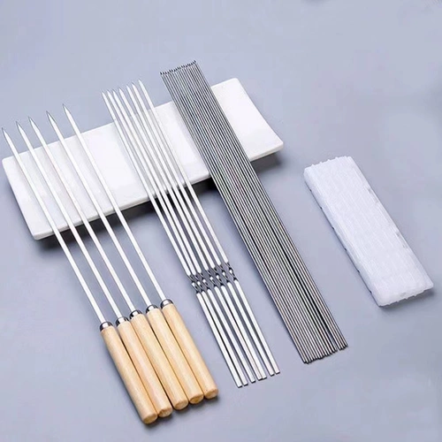 Барбекю Знаки куриные крылышки вилки из нержавеющей стали шашлыки носить шампур деревянный ручка скелета