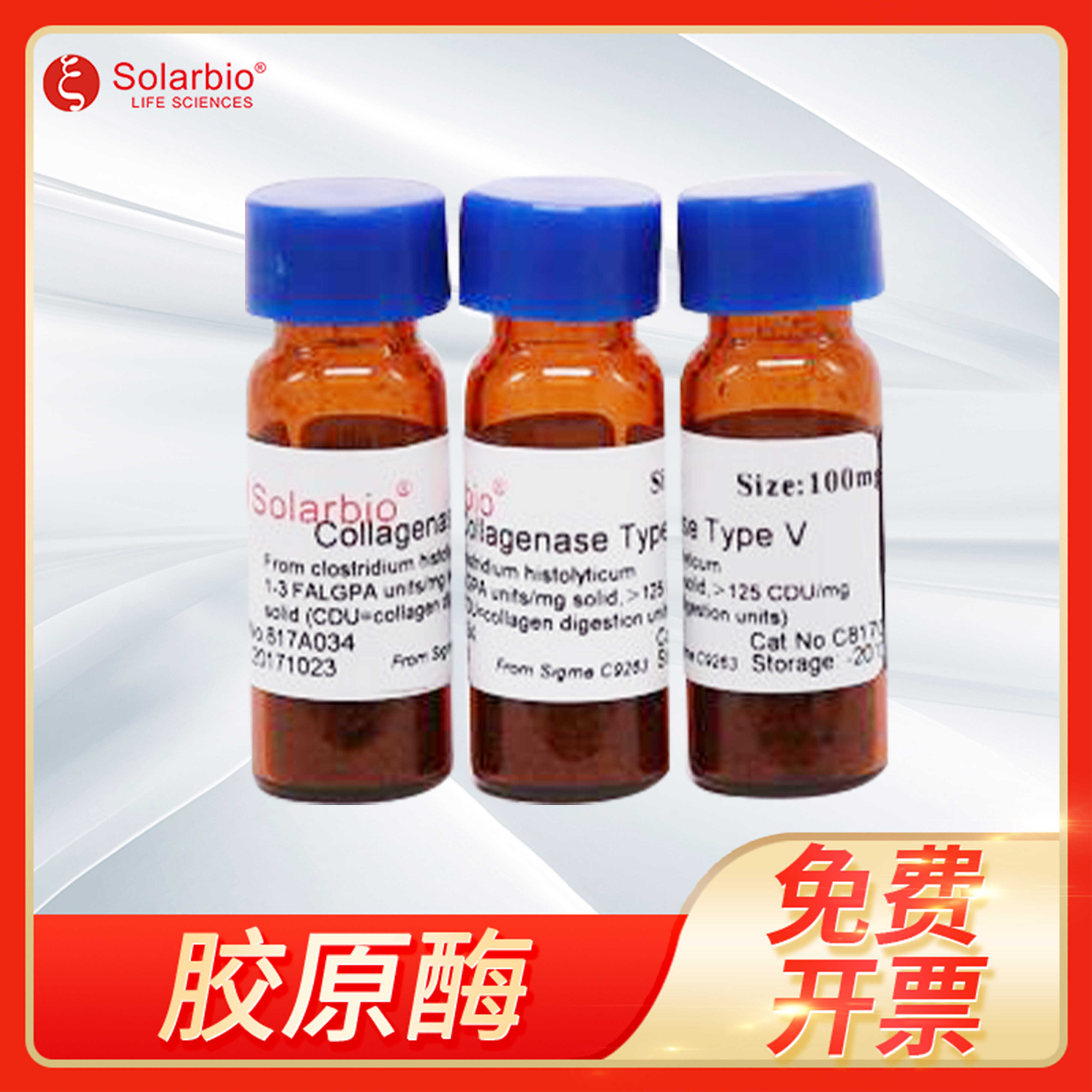 胶原酶Ⅰ Ⅱ III V Ⅳ梭菌肽酶 A Collagenase索莱宝Solarbio