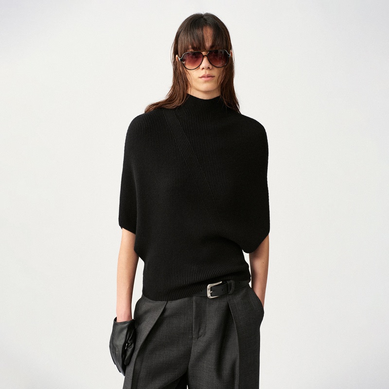 Liegee Cape Style All-Wool Ribbed Raglan Knit Sweater Liegee Cape Style All-Wool Ribbed Raglan Knit Sweater