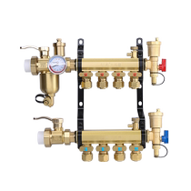 恒杰全铜加厚大流量地暖分水器地热分水器全套