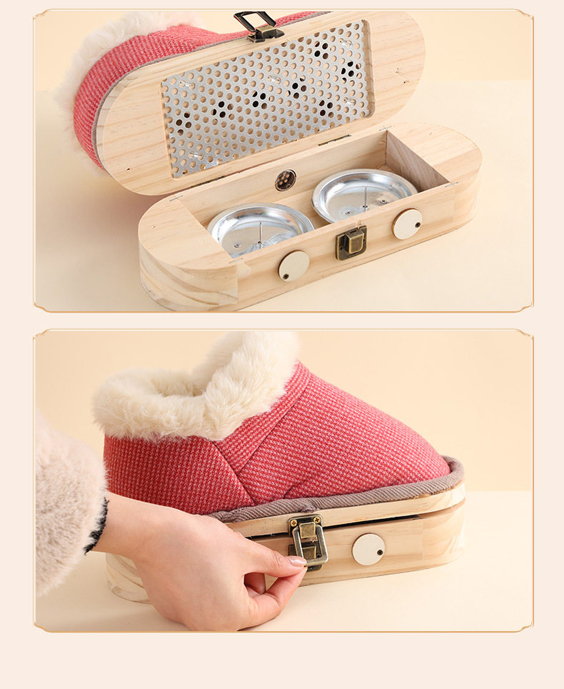 Wearable Moxibustion Shoes for Foot Therapy Portable Wooden Moxa Warming Device with 4-6 Holes for Women and Men in use
