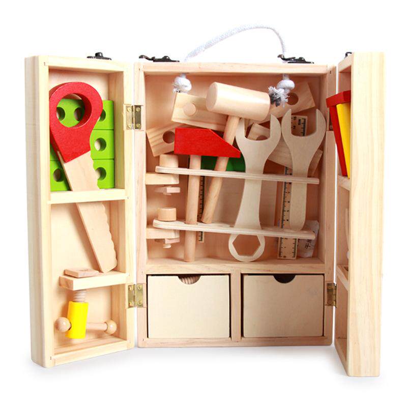 Toy Toolbox Children Boy's Puzzle Baby Suit Emulation Dismantling and Repair Wooden Repair Dressed as Home Wine Terrace 6