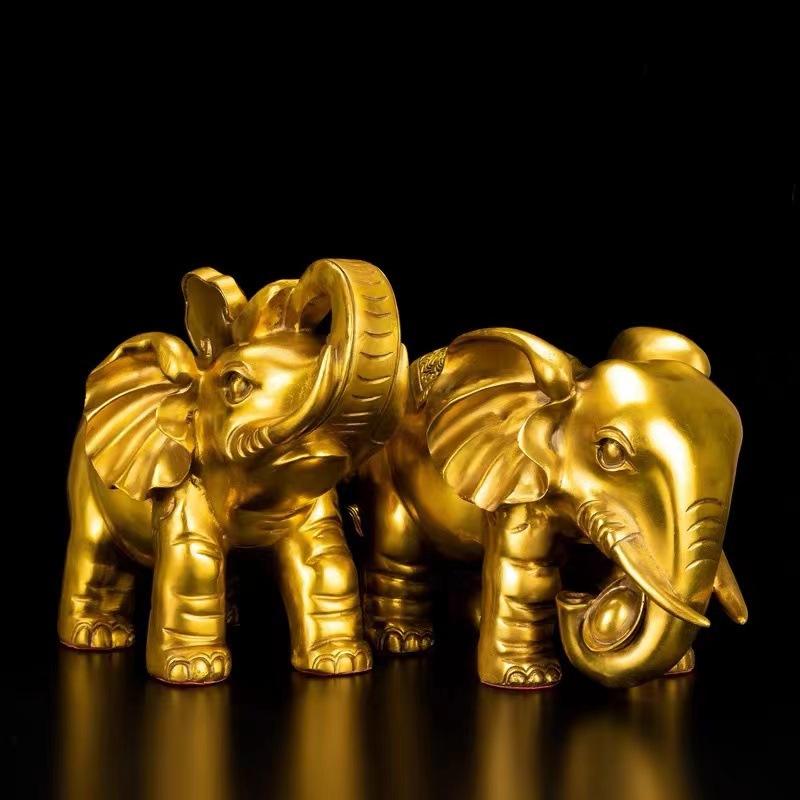 Elephant wiring a pair of copper elephant water absorption giftsCraft room decoration open home pure copper office porch
