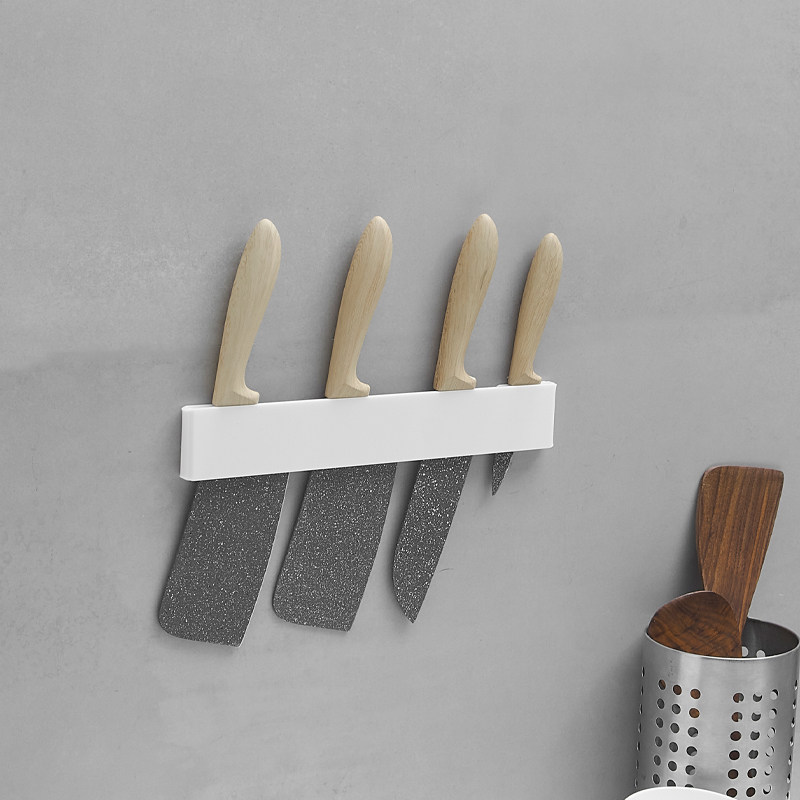 Free Punch Home White Minimalist Tool Holder Small Knife Shelve Shelve wall Kitchen Accessories Kitchen kitchen Supplies Kitchen Items Kitchen kitchen Supplies Kitchen Accessories