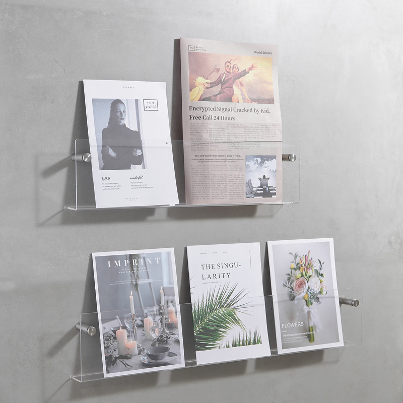 ins wind plotter magazine shelf wall-mounted wall creative transparent bookshelves wall decoration press show shelf