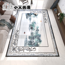 Villa foyer entrance hall living room style mosaic floor tiles new Chinese style landscape painting puzzle tiles non-slip and wear-resistant