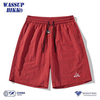 Wassup Bikk Ice Silk Sports Shorts for Men, Summer Thin Quick-Drying Beach Shorts, Loose Casual Five-Point Shorts for Women