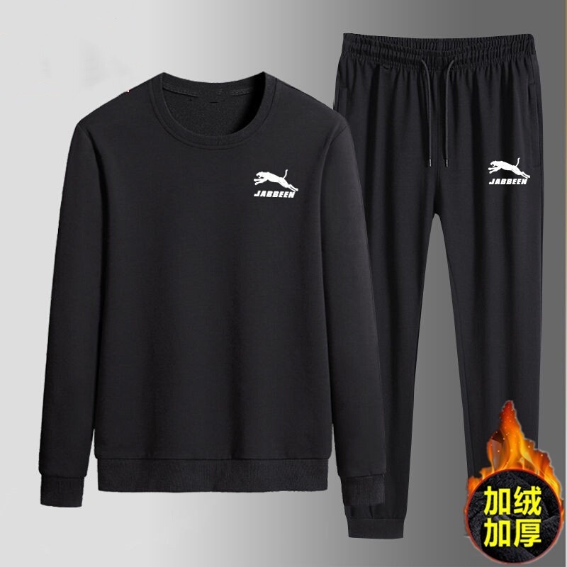 Men's Casual Sportswear Suit 2024 Winter Long-Sleeved Fleece-Lined Thickeneded Round-Neck Sweatshirt Two-Piece Set Men's Outdoor Clothing Men's Casual Sportswear Suit 2024 Winter Long-Sleeved Fleece-Lined Thickeneded Round-Neck Sweatshirt Two-Piece Set Men's Outdoor Clothing
