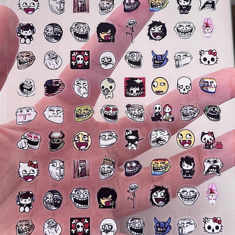 Troll Face Non-Mainstream Subculture Nail Stickers Waterproof Phone Ccd Nail Stickers Decorations Embossed Stickers Troll Face Non-Mainstream Subculture Nail Stickers Waterproof Phone Ccd Nail Stickers Decorations Embossed Stickers