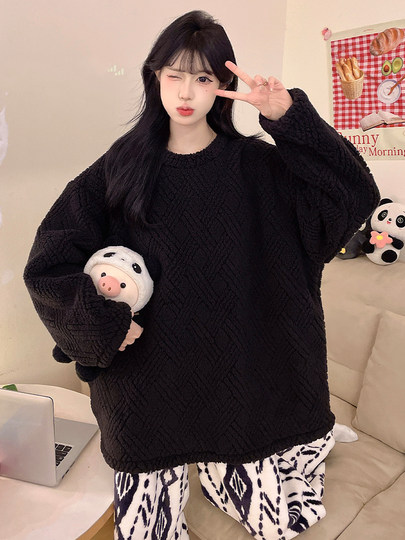 2025 neue Pyjamas aus Korallensamt für Damen im Herbst und Winter, Flanell kann draußen getragen werden und zum Ausgehen, hochwertige, verdickte Heimkleidung für den Winter