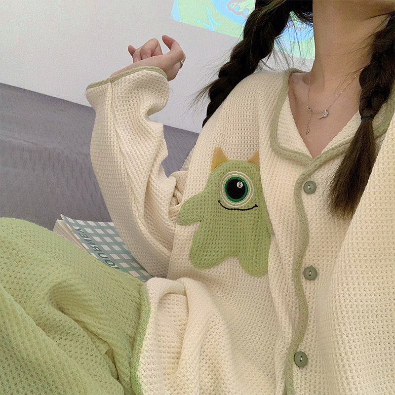 Pajamas with Breast Pads for Women, Spring and Autumn Style, Long-Sleeved Cotton, High-End, Soft and Luxurious Home Wear, Two-Piece Set for Summer Pajamas with Breast Pads for Women, Spring and Autumn Style, Long-Sleeved Cotton, High-End, Soft and Luxurious Home Wear, Two-Piece Set for Summer