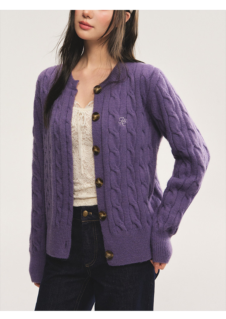 POPWEST Cable Knit Loose Cardigan