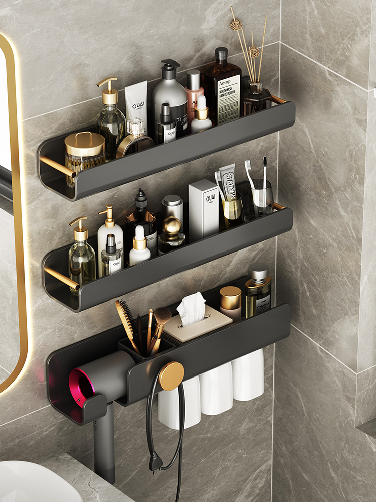 Dressed-free makeup room with wall hanging bathroom mirror front facing cosmetics for bathroom supplies
