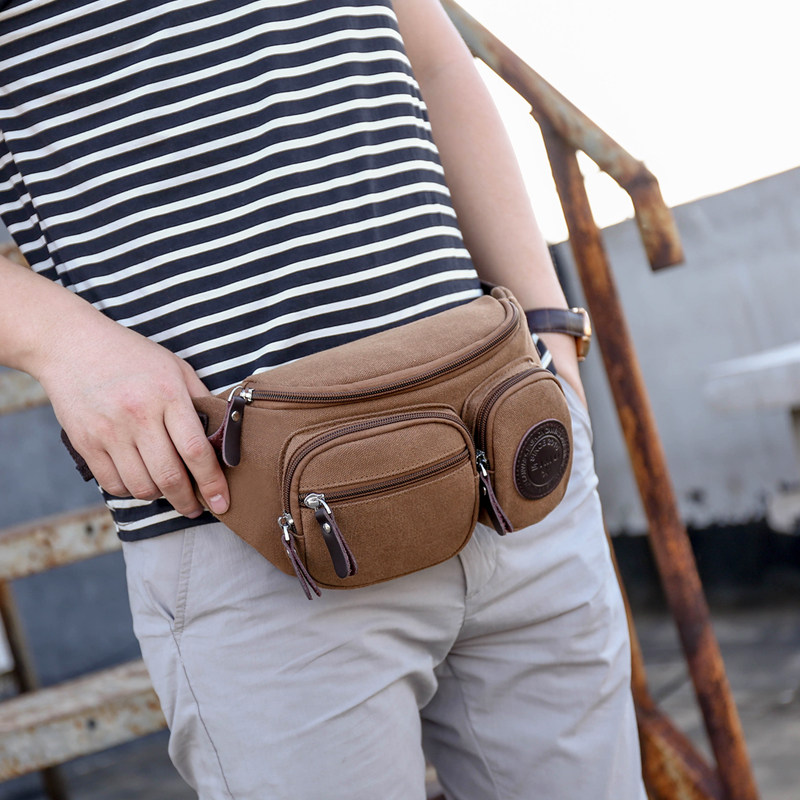 Simu men's bag sports and leisure canvas chest bag shoulder bag small backpack light mobile phone bag women's waist bag messenger tide bag