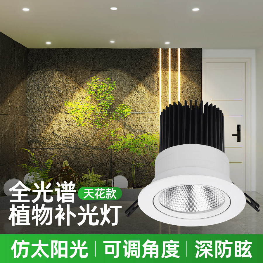 室内绿植物墙仿太阳补光生长灯 家用led全光谱内嵌入天花植物射灯