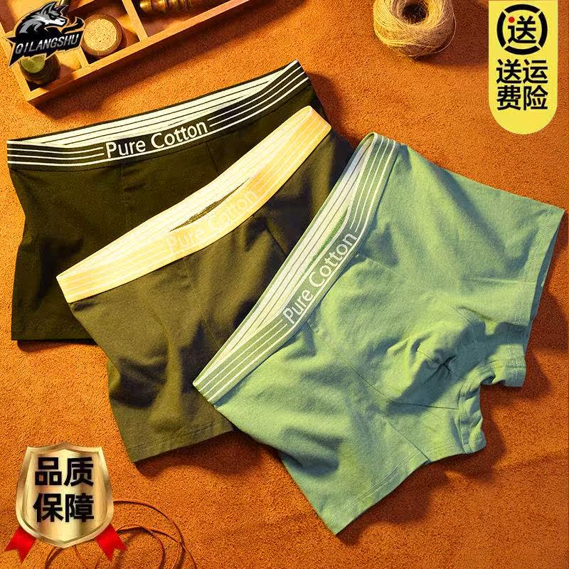 Men's underwear pure cotton 2022 New personality striped letter belt Young underpants breathable large size 4-corner pants