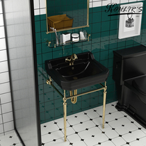 Colon retro floor-standing washbasin home bathroom brass bracket washbasin balcony ceramic washbasin