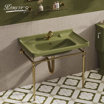 Korengrass Green Toilet Retro Washbasin Home Bracket Washstand Washbasin Balcony Floor-Type Wash Bench Pool